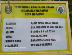 Perlancar Aktifitas Warga , Pemerintah Desa Ngrambe Bangun Jalan Beran Dengan Rabat Beton